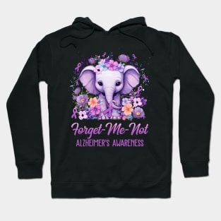 Forget Me Not Alzheimer's Awareness Month Elephant Flower Hoodie